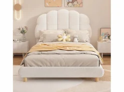 Merax Mueble De Bebé|Cama acolchada de 90 x 200 cm, cuna de peluche, bonito cabecero, somier de láminas, color