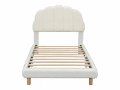 Merax Mueble De Bebé|Cama acolchada de 90 x 200 cm, cuna de peluche, bonito cabecero, somier de láminas, color
