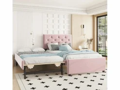 Hauss Spole Cama Nido|Cama acolchada 90x200 cm en terciopelo con cama nido 90x190 cm, somier de lamas, cama infantil , sin colchón