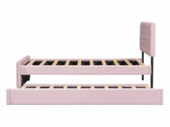 Hauss Spole Cama Nido|Cama acolchada 90x200 cm en terciopelo con cama nido 90x190 cm, somier de lamas, cama infantil , sin colchón