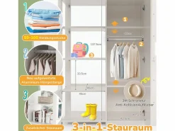 Merax Cama alta 90 x 200 cm con armario y 6 estantes - Tablero de partículas + MDF - (sin colchón) Blanco Best