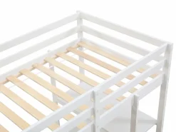 Vente-unique Cama Alta|Cama alta 90 x 190 cm con escritorio y almacenamiento pino y MDF + colchón - KALIZI