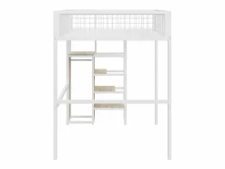 Hauss Spole Cama Alta|Cama alta 140 x 200 cm con estante y armario - Cama infantil de metal y madera - y madera clara