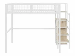 Hauss Spole Cama Alta|Cama alta 140 x 200 cm con estante y armario - Cama infantil de metal y madera - y madera clara