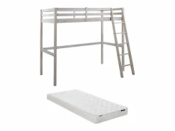 Vente-unique Cama Alta|Cama Infantil|Cama alta 90 x 190 cm de Pino macizo con colchón GEDEON II