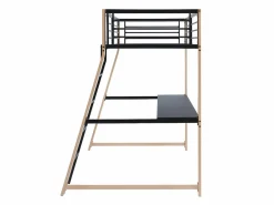 Cama alta 90 x 190 escritorio negro y roble MALICIA^Vente-unique Best