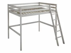 Vente-unique Cama Alta|Cama Infantil|Cama alta con escritorio 140 x 190 cm de Pino macizo con colchón GEDEON II