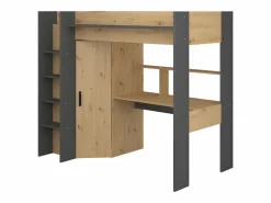 Cama alta con escritorio y armario 90 x 200 cm natural y antracita. AUCKLAND^Vente-unique Sale