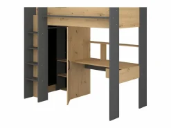 Cama alta con escritorio y armario 90 x 200 cm natural y antracita. AUCKLAND^Vente-unique Sale