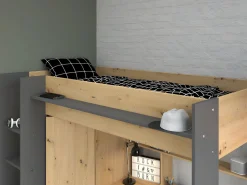 Cama alta con escritorio y armario 90 x 200 cm natural y antracita. AUCKLAND^Vente-unique Sale