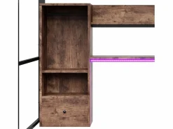 Cama alta de 140 x 200 cm - Cama juvenil con armario y escritorio - Negra - Sin colchón Negro Hot