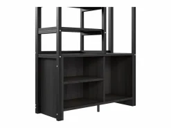 OKWISH Cama alta de 90 x 200 cm - Cama para adultos con puertos USB - Negra - Con escritorio - Sin colchón Negro Best