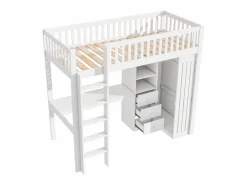 Cama alta de madera de 90x200 cm - con escritorio y armario -^ModernLuxe Best