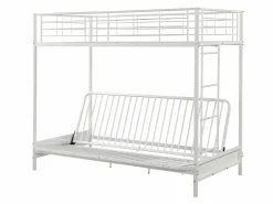 Vente-unique Cama Alta|Cama Infantil|Cama alta de metal de 90 x 190 cm con banco convertible + futón negro MODULO V