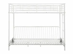 Vente-unique Cama Alta|Cama Infantil|Cama alta de metal de 90 x 190 cm con banco convertible + futón negro MODULO V