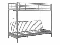 Cama alta de metal de 90 x 190 cm en color plata con sofá convertible MODULO V^Vente-unique Hot