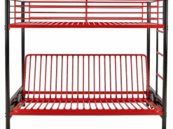 Cama alta de metal negro y rojo de 90 x 190 cm con banco convertible + futón MODULO V^Vente-unique Online