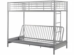 Vente-unique Cama Alta|Cama alta de metal de 90 x 190 cm con sofá convertible + futón + colchón MODULO V