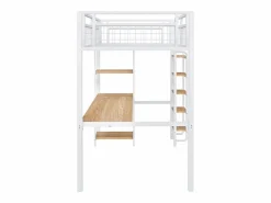 Cama alta de metal 90x200 cm - con escritorio y escalera de seguridad -^ModernLuxe Clearance