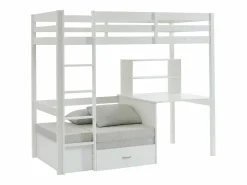 Vente-unique Cama Con Almacenaje|Cama Infantil|Cama alta escritorio, sofá y compartimentos. 90x200 cm. Pino macizo. . GOLIATH II