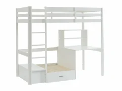 Vente-unique Cama Con Almacenaje|Cama Infantil|Cama alta escritorio, sofá y compartimentos. 90x200 cm. Pino macizo. . GOLIATH II