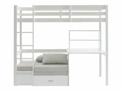 Vente-unique Cama Con Almacenaje|Cama Infantil|Cama alta escritorio, sofá y compartimentos. 90x200 cm. Pino macizo. . GOLIATH II