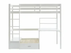 Vente-unique Cama Con Almacenaje|Cama Infantil|Cama alta escritorio, sofá y compartimentos. 90x200 cm. Pino macizo. . GOLIATH II