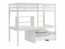 Vente-unique Cama Con Almacenaje|Cama Infantil|Cama alta escritorio, sofá y compartimentos. 90x200 cm. Pino macizo. . GOLIATH II