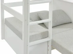 Vente-unique Cama Con Almacenaje|Cama Infantil|Cama alta escritorio, sofá y compartimentos. 90x200 cm. Pino macizo. . GOLIATH II