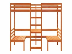 Cama alta escritorio y asientos madera maciza marrón 90x190 cm^vidaxl New