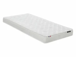 Vente-unique Cama Alta|Cama Con Almacenaje|Cama alta gamer escritorio y compartimentos 90x200 cm LEDs gris y rojo con colchón NOAH