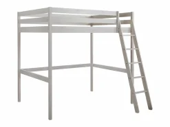 Vente-unique Cama Alta|Cama Infantil|Cama alta GEDEON - 140x190 cm - Pino macizo - Blanqueado