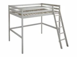 Vente-unique Cama Alta|Cama Infantil|Cama alta GEDEON - 140x190 cm - Pino macizo - Blanqueado