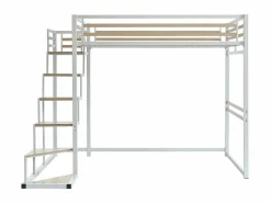 Cama alta JOGUI de metal y MDF de 140 x 200 cm con colchón^Vente-unique New