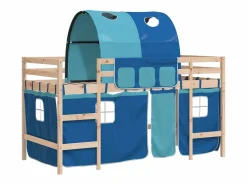 vidaxl Cama alta para niños con túnel madera pino 90x190 cm Azul Outlet