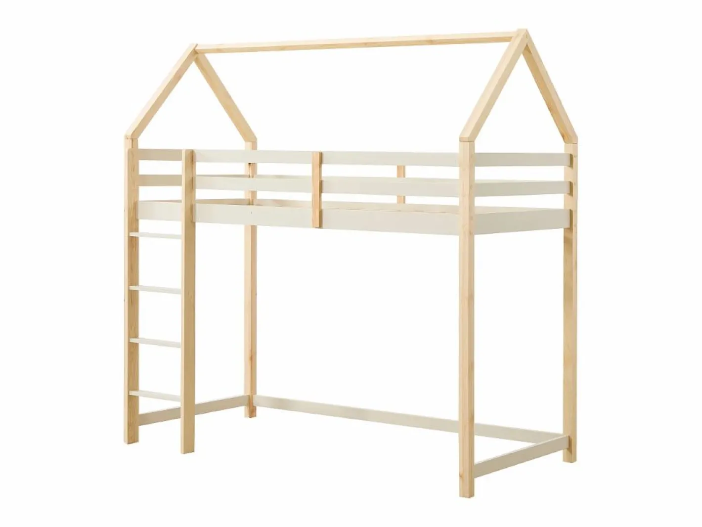 Vente-unique Cama alta tipo cabaña 90 x 190 cm pino macizo y natural - TARZIA Beige Online