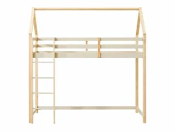 Vente-unique Cama alta tipo cabaña 90 x 190 cm pino macizo y natural - TARZIA Beige Online