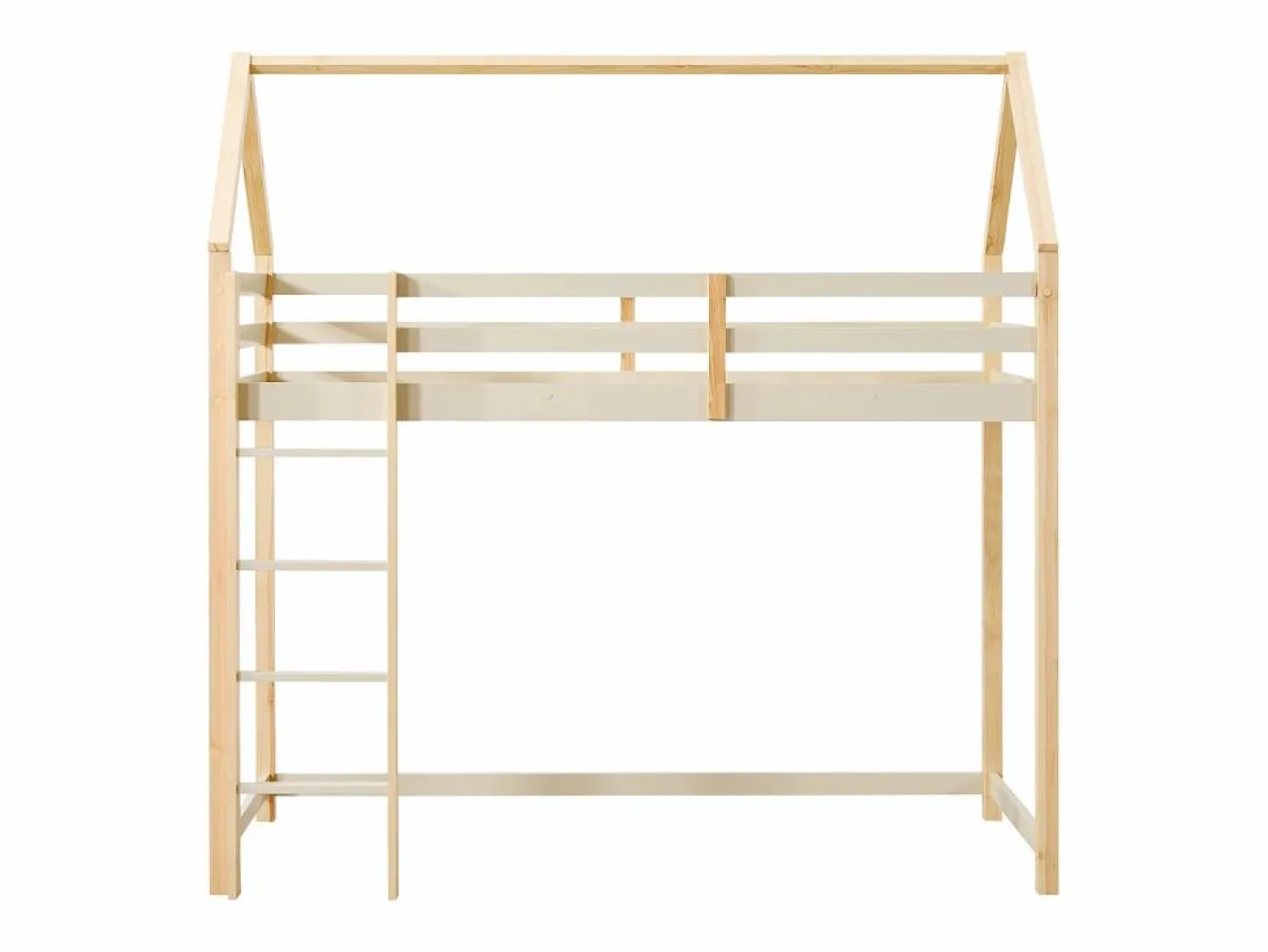 Vente-unique Cama alta tipo cabaña 90 x 190 cm pino macizo y natural - TARZIA Beige Online