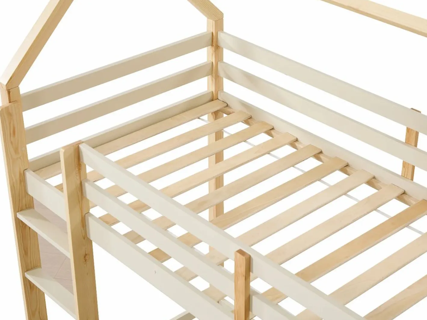 Vente-unique Cama alta tipo cabaña 90 x 190 cm pino macizo y natural - TARZIA Beige Online