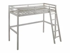 Cama alta 90x190 cm pino macizo color blanqueado GEDEON^Vente-unique Hot