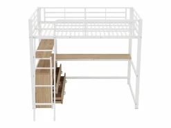 Cama alta 140x200cm - escritorio esquinero con cajones - en MDF y metal -^ModernLuxe