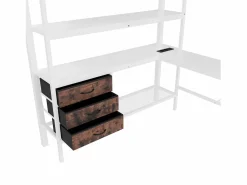 Cama alta 140x200cm con LED y enchufes - escritorio con 3 cajones y balda -^ModernLuxe Sale