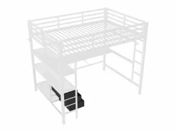 Cama alta 140x200cm con LED y enchufes - escritorio con 3 cajones y balda -^ModernLuxe Sale