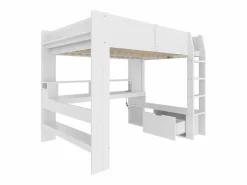 Cama altillo 140×200 cm - con escritorio - con iluminación LED - con 1 cajón - con estante - (sin colchón)^ModernLuxe Sale