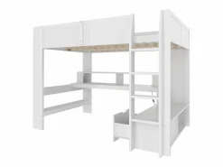 Cama altillo 140×200 cm - con escritorio - con iluminación LED - con 1 cajón - con estante - (sin colchón)^ModernLuxe Sale