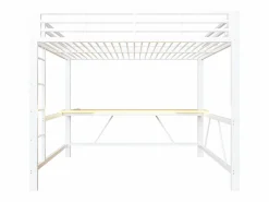 Cama altillo de metal 160x200cm - con escritorio - con iluminación LED y puerto de carga USB - ​ (sin colchón)^ModernLuxe Outlet