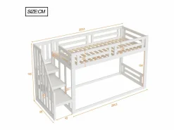 ModernLuxe Cama altillo infantil 90×200 cm - con escalera y somier de láminas - Blanco Online