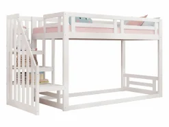 ModernLuxe Cama altillo infantil 90×200 cm - con escalera y somier de láminas - Blanco Online