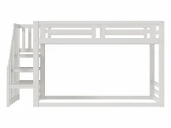 ModernLuxe Cama altillo infantil 90×200 cm - con escalera y somier de láminas - Blanco Online