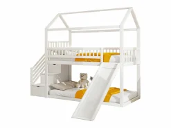 Cama altillo infantil 90x200 cm - con tobogán y escalera de almacenaje - madera maciza - con somier de láminas -^ModernLuxe Sale
